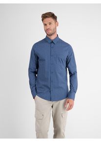 Lerros Herren Langarmhemd "Lerros Poplinhemd mit Minimal-Alloverprint", blau, Gr. S, 97% Baumwolle, 3% Elasthan, Hemden