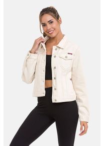 Cipo & Baxx CIPO & BAXX Damen Jeansjacke "Jeansjacke", beige, casual, Gr. M, unifarben, 100% Baumwolle, Jacken, Mit praktischen Brusttaschen, WJ212