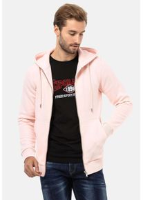 Cipo & Baxx CIPO & BAXX Herren Sweatjacke "Jacken", pink, Basic, Gr. XL, unifarben, 70% Baumwolle;30% Polyester, Sweatjacken, mit Kapuze, CL556