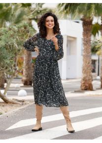 Inspirationen Damen A-Linien-Kleid "Mesh-Kleid", schwarz, Gr. 48, geblümt, gemustert, mehrfarbig, bedruckt, 96% Polyester, 4% Elasthan, Kleider