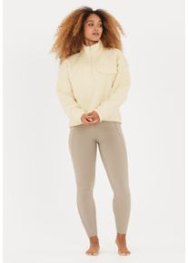 ENDURANCE ATHLECIA ATHLECIA Damen Strickpullover "Florrie", weiß, casual, Gr. 42, unifarben, 100% Polyester, Pullover, mit Teddy-Fleece und halbem Reißverschluss