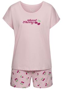 Vivance Dreams Damen Shorty, Gr. 36, rosa, Single Jersey, Obermaterial: 100% Baumwolle, gemustert, modisch, Homewear-Sets, Shorty mit schönem