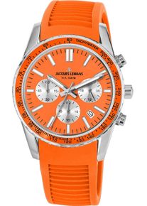 Jacques Lemans Damen Chronograph "Liverpool, 1-2059F", orange, Armbanduhren, Quarzuhr, Armbanduhr, Herrenuhr, Damenuhr, bis 10 bar wasserdicht