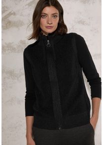 Cecil Damen Kurzweste, schwarz, casual, Gr. M, unifarben, Web, Stoff, 44% Baumwolle, 41% Polyacryl, 10% Polyester, 5% Metallfasern, Westen, im