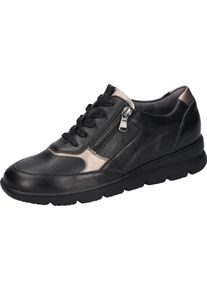 Waldläufer WALDLÄUFER Damen Sneaker "H-BRUNI", Gr. 5,5, schwarz, Nappaleder, Nubukleder, sportlich, Schuhe, Freizeitschuh, Halbschuh, Schnürschuh in Bequemweite