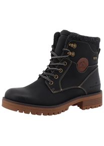 Tom Tailor Damen Schnürboots, Gr. 40, schwarz, Lederimitat, Textil, unifarben, kontrastfarbene Details, modisch, Schuhe, Blockabsatz, Outdoorschuh,