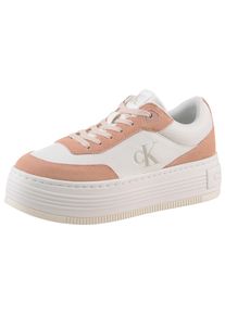 Damen Plateausneaker "BOLD FLATF LOW LACE TUMB LTH", Calvin Klein Jeans, Gr. 42, rosa, Leder, Lederimitat, unifarben mit Farbeinsatz, sportlich,