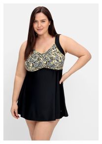 sheego Damen Tankini "Große Größen", schwarz, Gr. 40, Polyamid, Xtra Life LYCRA, Bikini-Sets, zweiteilig, mit Paisleymuster