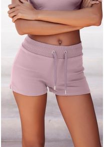 active by Lascana LASCANA ACTIVE Damen Shorts, rosa, sportlich, Gr. S, unifarben, Interlock, Obermaterial: 100% Baumwolle, Hosen, mit kleinen Seitenschlitzen