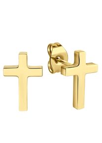 Firetti Damen Paar Ohrstecker "Schmuck Geschenk Ohrschmuck Kreuz", Edelstahl, gold, Edelstahl, Ohrringe