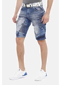 Cipo & Baxx CIPO & BAXX Herren Shorts "Shorts", blau, Gr. 30, unifarben, 98% Baumwolle;2% Elasthan, Hosen, mit lässigem Rippenmuster, CK-189