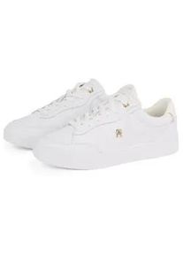 Plateausneaker Tommy Hilfiger "ESSENTIAL CHIC COURT SNEAKER" Gr. 41, weiß Damen Schuhe Freizeitschuh, Schnürschuh, Halbschuh mit TH-Schmuckelement