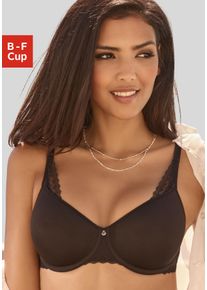 Lascana Damen Minimizer-BH, Gr. 75, schwarz, Microtouch, Spitze, Spacer, Obermaterial: 87% Polyamid, 13% Elasthan, feminin, BHs, mit Spacer-Schalen