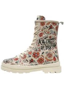 Stiefelette DOGO "Gisele Schn&uuml;rstiefel Boots Autumn Is Back Damen Stiefeletten", Damen, Gr. 37, Normalschaft, beige (natur), Lederimitat, Schuhe Stiefelette, Handgefertigt