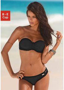 Buffalo Damen Bügel-Bandeau-Bikini, schwarz, Gr. 38, Flechtoptik, Polyamid, Bikini-Sets, trendiger Look, mit abnehmbaren Trägern, mit geflochtenen