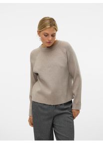 Véro Moda VERO MODA Damen Strickpullover "VMGOLD MIX LS O-NECK PULLOVER GA", braun, modisch, Gr. M, meliert, Strick, Obermaterial: 50% Viskose, 28% Polyester,