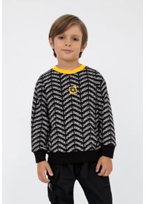 Gulliver Herren Sweatshirt, schwarz, casual, Gr. 128, bedruckt, 100% Baumwolle, Sweatshirts, mit angenehmem Rundhalsausschnitt