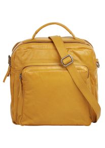 wouwou Damen Umhängetasche, gelb, Leder, unifarben, leicht glänzend, Taschen, echt Leder