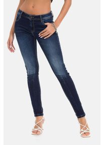 Cipo & Baxx CIPO & BAXX Damen Slim-fit-Jeans "Jeans", blau, casual, Gr. 27, unifarben, 98% Baumwolle;2% Elasthan, Jeans, im Used-Look, WD443
