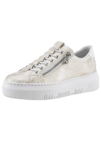 Rieker Damen Plateausneaker, Gr. 43, weiß, Lederimitat, used, metallic, sportlich, Schuhe, Sneaker, Slip-On Sneaker, Slipper mit Schaftrandpolster