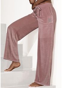 Vivance Damen Nickihose, Gr. 36, rosa, Nicki, Obermaterial: 100% Polyester, unifarben, casual, Hosen, mit glänzendem Schmucksteinchen Wording