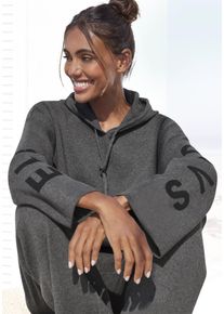 ELBSAND Damen Hoodie, Gr. 32, grau, Feinstrick, Strick, Obermaterial: 50% Viskose (LENZING ECOVERO), 28% Polyester, 22% Nylon, unifarben, meliert,