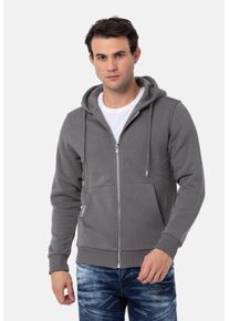 Cipo & Baxx CIPO & BAXX Herren Sweatjacke "Jacken", grau, Basic, Gr. S, unifarben, 70% Baumwolle;30% Polyester, Sweatjacken, mit Kapuze, CL556