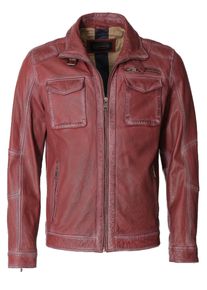 JCC Herren Bikerjacke "31020345", rot, Gr. 52, Obermaterial: 100% Lammleder; Futter: 100% Baumwolle; Ärmelfutter: 100% Polyester, Jacken