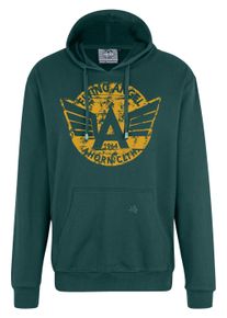 Herren Kapuzensweatshirt, grün, casual, Gr. XXL, Ahorn Sportswear, 100% Baumwolle, Sweatshirts, mit modischem Frontprint
