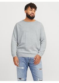 Jack & Jones PlusSize Herren Rundhalspullover "JJEHILL KNIT CREW NECK NOOS PLS", grau, modisch, Gr. XXXL, JACK & JONES PLUSSIZE, meliert, Strick, Obermaterial: 100%