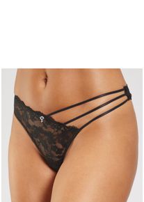 Damen String-Ouvert, Petite Fleur Gold, Gr. 40, schwarz, Spitze, Obermaterial: 88% Polyamid, 12% Elasthan, Unterhosen, aus filigraner Spitze mit