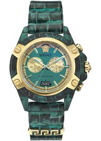Versace Damen Chronograph "ICON ACTIVE", blau, Armbanduhren, Quarzuhr, Armbanduhr, Damenuhr, Herrenuhr, Swiss Made, Polyurethanband