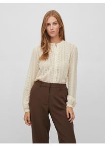 Vila Damen Blusenshirt "VICHIKKA LACE L/S SHIRT- NOOS", beige, modisch, Gr. S, unifarben, Jersey, Obermaterial: 95% Polyamid, 5% Elasthan, Shirts