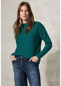 Cecil Damen Strickpullover, blau, casual, Gr. L, unifarben, Web, 100% Baumwolle, Pullover, mit Turtleneck