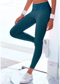 Vivance ACTIVE Damen Funktionsleggings, blau, sportlich, Gr. XS, unifarben, Mesh, Strick, Obermaterial: 86% Polyester, 14% Elasthan. Einsatz: 90%