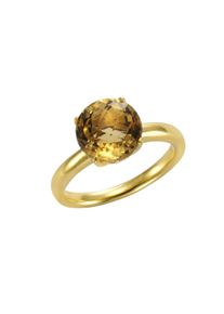 JAMELLI Damen Fingerring "Silber 925 vergoldet mit echtem Citrin 10mm", 056 (17,8), Silber 925 (Sterlingsilber), gelb, Silber 925 (Sterlingsilber),