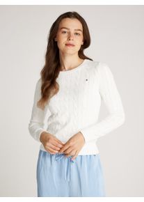 Tommy Hilfiger Damen Rundhalspullover "CO CABLE VAR LS C-NK SWT", beige, casual, Gr. XXXL, unifarben, Strick, Obermaterial: 100% Baumwolle, Pullover,
