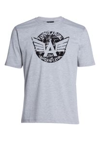 Herren T-Shirt, grau, casual, Gr. XXL, Ahorn Sportswear, 80% Baumwolle, 20% Polyester, Shirts, mit coolem Frontdruck
