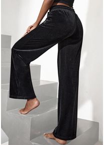 Vivance Damen Nickihose, Gr. 36, schwarz, Nicki, Obermaterial: 100% Polyester, unifarben, casual, Hosen, mit glänzendem Schmucksteinchen Wording
