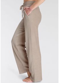 Vivance Damen Homewearhose, Gr. 32, beige, Cord, Obermaterial: 65% Baumwolle, 33% Polyester, 2% Elasthan, unifarben, modisch, Hosen, mit breiter