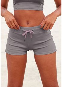active by Lascana LASCANA ACTIVE Damen Shorts, grau, sportlich, Gr. S, unifarben, Interlock, Obermaterial: 100% Baumwolle, Hosen, mit kleinen Seitenschlitzen