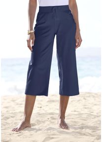 Beach Time BEACHTIME Damen 7/8-Strandhose, blau, casual, Gr. 32, unifarben, Jersey, Obermaterial: 95% Baumwolle, 5% Elasthan, Hosen, aus weichem Jersey,