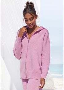 ELBSAND Damen Strickjacke, Gr. 32, rosa, Feinstrick, Obermaterial: 50% Viskose (LENZING ECOVERO), 28% Polyester, 22% Nylon, unifarben, meliert,