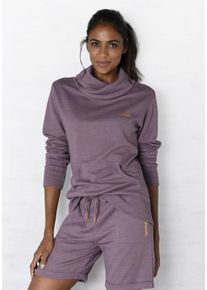Damen Longsweatshirt, BENCH. LOUNGEWEAR, Gr. 36, lila, Sweatware, Obermaterial: 60% Baumwolle, 40% Polyester, unifarben, meliert, Basic, Sweatshirts,