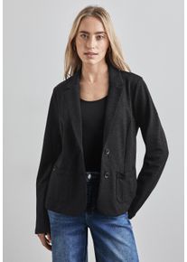 Street One Damen Kurzblazer, schwarz, casual, Gr. 46, Jacquardmuster, Stoff, 61% Viskose, 25% Polyamid, 9% Polyester, 5% Elasthan, Blazer, aus