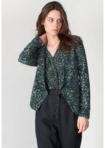Damen Jackenblazer "CAMOTE", grün, casual, Gr. M, Le Temps Des Cerises, 92% Polyester, 8% Elasthan, Blazer, mit stylischem Animal-Print