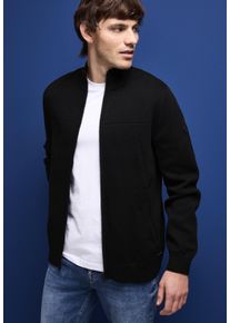 Street One MEN Herren Strickjacke, schwarz, casual, Gr. L, unifarben, Web, 100% Baumwolle , Strickjacken, aus reiner Baumwolle