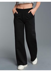 TRIGEMA Damen Jerseyhose "TRIGEMA Jogginghose mit weitem Bein", schwarz, casual, Gr. S, 70% Baumwolle, 30% Polyester, Hosen