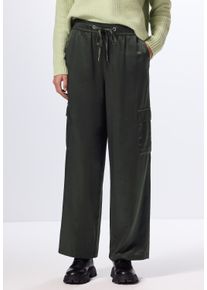 Damen Culotte, grün, casual, Gr. 46, STREET ONE STUDIO, unifarben, Stoff, 71% Viskose, 29% Polyester, Hosen, High Waist