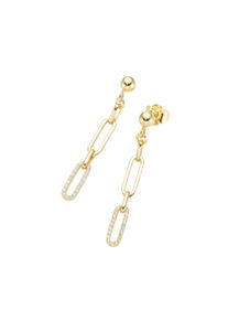 Luigi Merano Damen Paar Ohrstecker "längliche Glieder als Behang, Zirkonia Steine, Gold 375", Gelbgold 375, gold, Gelbgold 375, Ohrringe